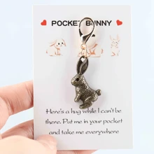 1pc/2pcs Rabbit Keychain, Mini Rabbit Pendant, Easter Bunny Keychain With Hugging Card, Ideal For Birthday, Wedding, Holiday Party, Motivational Token