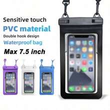 Waterproof Phone Pouch, Swimming Phone Bag With Dual Hooks & Lanyard, Diving Phone Case