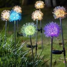 1 pieza Lámpara de alambre de aluminio con diente de león solar para decoración de ambiente al aire libre, campamento, jardín o patio