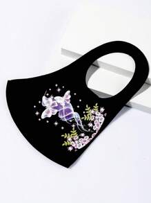 1 szt. personalizowana kolorowa maska na twarz z nadrukiem motyli i kwiatów, lekka, oddychająca, chroniąca przed słońcem, odpowiednia na festiwale, imprezy, na zewnątrz, do noszenia na co dzień