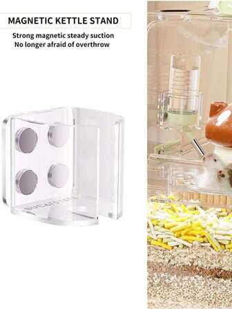 Acrylic Magnetic Water Bottle Holder, Hamster Water Bottle Holder For Acrylic Cage, Suitable For Guinea Pigs/Hamsters/Bunnies/Ferrets/Other Small Pets(No Water Bottle )