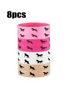 Pulseras de goma de caballo para fiesta del oeste, 4/8/12 piezas de brazaletes de silicona de de caballos, recuerdos y decoración para fiesta con tema de caballos - Multicolor - Ver 13