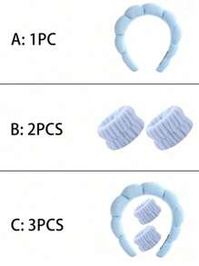 3 件纯色沐浴头带和沐浴腕带套装
