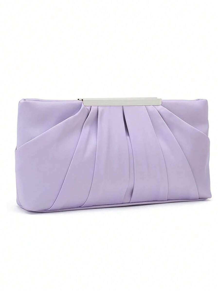 RCRK Elegant Pleated Evening Bag, Formal Banquet Clutch Purse, Dinner Ruched Bag For Wedding Party Prom Cocktail - Mauve Purple - View 1