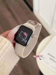 Sanrio Apple Watch Band Women 1pc Sanrio Simple & Fashionable Woven Magnetic Clasp Hello Kitty Apple Watch Band, Adjustable Magnetic Closure Apple Watch Strap Compatible With Apple Watch 38/40/41/S10 42/44/45/49/S10 46mm, Compatible With Apple Watch Ultra/SE/8/7/6/5/4/3/2/1