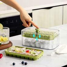 1pc32 Grid Silicone Ice Cube Tray Mould With Lid Shovel Storage Box Remove With One Click Ice Maker DIY Whiskey Cocktail Tools, For Outdoor, Camping