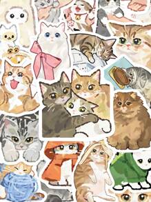 154pcs Cartoon Cat Stickers, Suitable For Stationery, Books, Notebooks, Phone Cases, Luggage, Guitars, Helmets, Birthday Parties, Asymmetrical Shapes - Multicolor - View 12