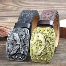 3.7cm Wide Western Style Eagle Star Pattern Cowboy Belt Buckle, Smooth Buckle Design With Punched Round Holes, Suitable For Men And Women - Multicolor - View 10