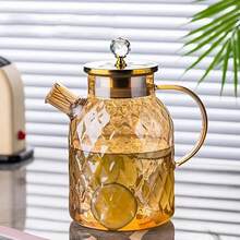 1pc New High Borosilicate Amber Glass Pitcher With Handle, Large Capacity Cold Water Jug, Home Use - Transparent - View 8