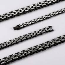 1 件 2025 新款设计男士扁平双排雕刻纹理手链腰带，时尚迷人