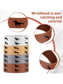 Pulseras de goma de caballo para fiesta del oeste, 4/8/12 piezas de brazaletes de silicona de de caballos, recuerdos y decoración para fiesta con tema de caballos - Multicolor - Ver 9