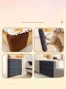 WhiskerWonders 自粘式聚酯纤维猫抓垫 - 1 件装毛毡抓垫，适用于墙壁和家具，多种尺寸包装，适合所有猫咪 - 彩色 - 查看 8