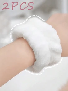 Bộ 8PCS/6PCS/4PCS/2PCS/1PC - Vòng đeo tay phòng tắm, vòng đeo tay co giãn đơn sắc đơn giản, vòng đeo tay rửa mặt thấm hút, vòng đeo tay thấm ẩm cho nữ, chống mồ hôi khi trang điểm và thể thao, dùng để rửa mặt, rửa tay - Nhiều màu - Xem 16