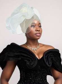 1pc African Traditional Air Layer Mesh Solid Color Fascinator/Derby/Kentucky Derby Hat For Women - Multicolor - View 16