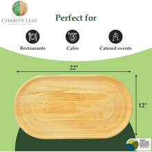 Disposable Palm Leaf 22" X 12" Trays (25 Pieces) Bamboo Like Serving Platters, Disposable Boards, Dinnerware For Weddings, Catering, Events