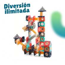 Pista de canicas juego de bloques construcción creativos set de piezas armables para niños desarrollo de pensamiento lógico actividad lúdica para hogar y escuela - Multicolor - Ver 4