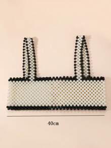 1 pièce Élégante chaîne de corps en faux perles - Accessoire de luxe en résine, convient pour le mariage et les tenues de fête, toutes saisons