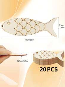 DIY Wooden 20pcs Fish Crafts With Rope - Easy-Hang, Graffiti-Ready For Marine Theme Parties & Home Decor - Multicolor - View 2