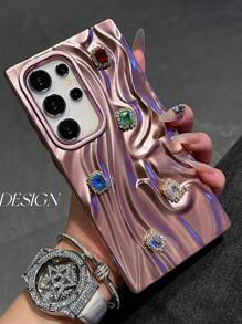Funda con acabado mate antiarrugas compatible con Samsung Galaxy S25 Ultra, S23 Fe, S24 Plus - Oro rosa - Ver 2