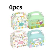 4pcs Rabbit Pattern Clear Window Kraft Paper Gift Boxes, Party Favor Boxes For Cookies, Pastries, Chocolates