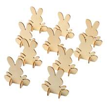 10pcs DIY Easter Rabbit Decor, Wooden Rabbits For Crafts, Creative Painting Wooden Pieces, For Easter Home Decoration