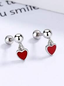 925 纯银心形肚脐环，简约风格珐琅树脂肚脐环，肚脐穿刺首饰