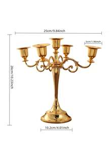 1 Set European Style Metallic Die-Cast Zinc Alloy 5-Head Candle Holder Decor, Luxury Gold Color, Suitable For Restaurants, Hotels, Bars, Living Rooms, Dining Tables, Romantic Atmosphere, Holidays, Weddings, Anniversaries, Corporate Events, Churches