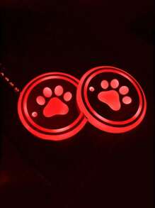 2 个汽车 LED 发光杯托垫，7 色杯垫汽车氛围灯，USB 充电防滑杯垫（杯垫直径约 6.8 厘米/2.68 英寸，适合 6.8 厘米杯托），购买前请检查尺寸 - 白色 - 查看 6