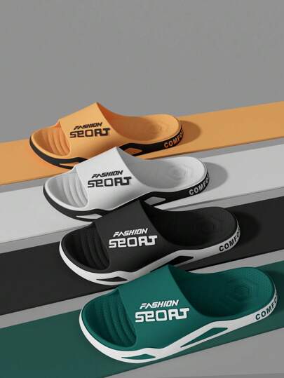 Men Fashion Slide Sandals, Casual Stylish Open Toe Non-Slip Flip Flops, Suitable For Indoor/Outdoor, Beach, Shower, Casual Walk, Bathroom, Unisex