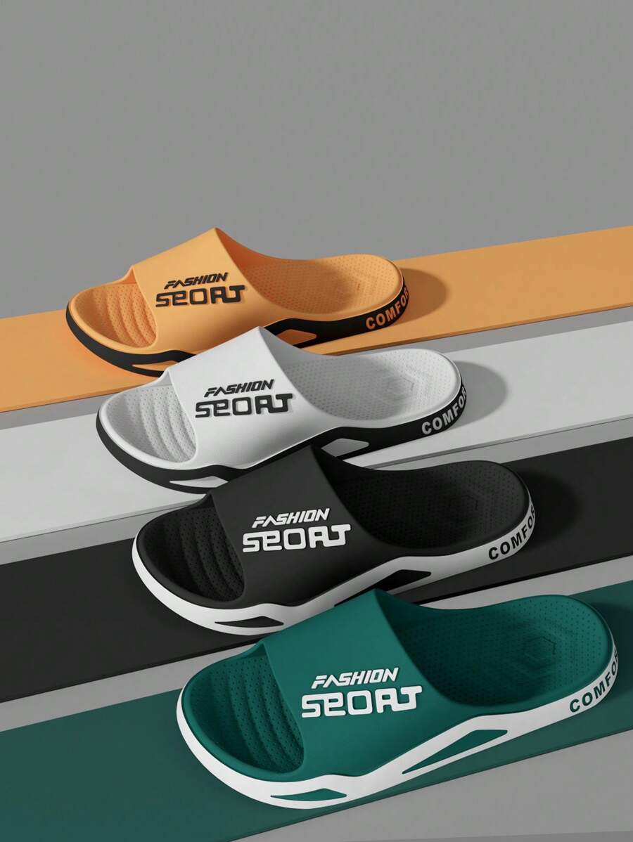 Men's Spring To Summer Fashion Slippers, Casual Open Toe Wear-Resistant Sandals, Suitable For Indoor, Outdoor, Beach, Shower, Walking, Bathroom, Household, Unisex, Shower Shoes - Multicolor - View 1