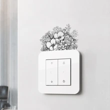 1 pieza Pegatina decorativa para interruptor con diseño de grupos de flores dibujados, decoración removible para interruptores en salas de estar, restaurantes y otras superficies, regalo de cumpleaños, graduación, decoración de habitación, hogar, sala de estar, baño, dormitorio