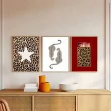 1/3 件豹纹印花帆布画别致奢华墙面艺术幸运 8 球猎豹海报学院风复古女生宿舍公寓装饰礼物送给她无框