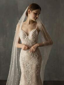 1 Pc Pearl Cathedral Length 3M(118inch) Wedding Bridal Veil With Metal Comb For Bride Party Prom White Ivory