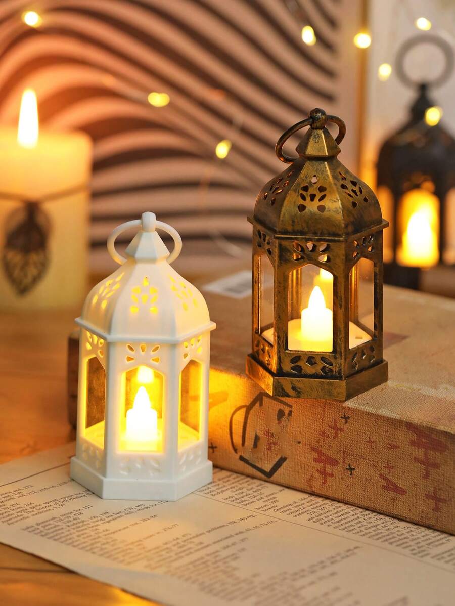1pc Retro Mini Handheld Decorative Lantern Light With Battery, Indoor Home Decor Lamp, Tabletop Decor, Bedroom Decor, Wall Hanging Night Light, Suitable For Wedding Party Holiday Decor, LED Indoor Decorative Lantern - Multicolor - View 1