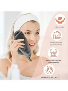 1pc/5pcs Reusable Makeup Removing Towel, Soft Microfiber Facial Cleansing Cloth With Hanging Loop, Gentle On Skin, Machine Washable, Color Random