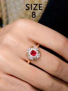 1 件 S925 纯银时尚复古皇家红色女士戒指，适合日常佩戴、节日、派对、珠宝礼物 - 宮廷風女士戒指 - 查看 12