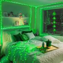 JMEXSUSS Green Lights For Halloween Decor, 66ft 200 LED Green String Christmas Lights Outdoor Indoor, Clear Wire Christmas Light Plug In For Garden Party Christmas Tree Halloween Decorations - Green - View 6