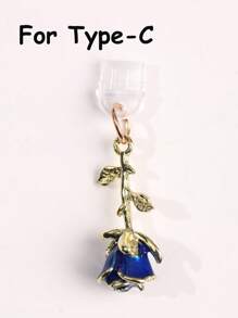 1 pezzo Tappo antipolvere con fiore di rosa 3D multicolore, accessorio pendente in metallo lega di stile retrò romantico di alta moda Y2K, ornamento trasparente in silicone per telefono, auricolare, tablet, Kindle, regalo ideale per San Valentino, per coppie e migliori amici, impermeabile e anti-polvere per porta di ricarica, compatibile con Lightning/Type-C, protegge saldamente la porta di ricarica