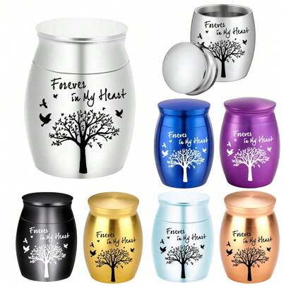 Small Keepsake Urns For Ashes Mini Tree Of Life Cremation Urns For Ashes Aluminium Alloy Memorial Ashes Holder-Forever In My Heart