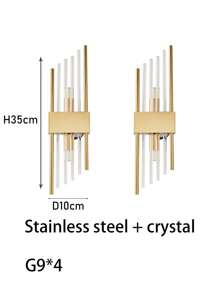1/2pcs Modern Gold/Black Crystal Indoor Wall Lamp, Stainless Steel Body, G9 Light Source, Suitable For Living Room, Bedroom, Bedside, Home Decoration, LED Outdoor Wall Lamps