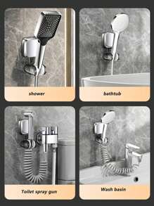 1 Suction Cup Showerhead Holder, Household Non Perforated Showerhead Holder, Strong Rotatable Base, Not Easy To Fall Off, Quick Disassembly And Installation