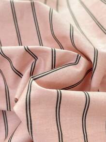 3 件套北欧简约粉色条纹床上用品套装，2 个枕套 + 1 个羽绒被套（不含填充物）