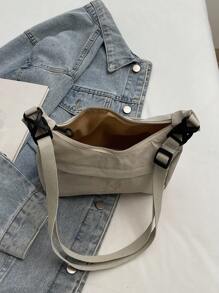 Geantă de umăr din nailon, minimalistă japoneză, geantă pătrată mică pentru navetă, geantă pentru studenți ușoară și versatilă