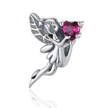 Easvnya 1pc Fashionable Silver Plated Angel Beaded Pendant, 3D Design Elegant, Suitable For Bracelets And Necklaces, Perfect Jewelry Gift For Birthday, Holiday