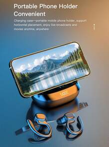 Cuffie senza fili agganciabili all'orecchio con controllo touch, display digitale, scomparto di ricarica per power bank, design a lampada atmosferica, adatte per esercizio fisico, yoga, corsa - Tagli Unica - Visualizzare 7