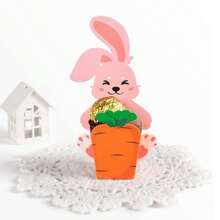 10pcs Bunny & Carrot Shaped Paper Candy Boxes, Easter Gift Packaging, Party Decor & Favor Mini Gift Boxes