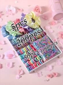 1255pcs Rhinestone Hair Ties & Hair Clips Set, Cute Girl Style