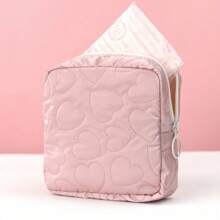 1 件简约心形系列卫生巾收纳袋，高品质便携式化妆包，可装口红、化妆刷、化妆工具、无香化妆品和护肤品、零钱包 - 彩色 - 查看 4