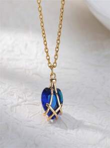 1 PC Romantic Red Heart Zirconia Cross Pendant Necklace Gold Color Stainless Steel Chain Necklace Fashion Jewelry Best Gift For Love - N04934G-5 - View 17