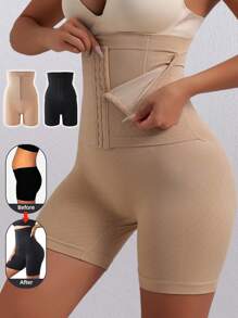 2 sztuki damskie bezszwowe majtki z wysokim stanem, gorset, majtki, mocna kompresja, bielizna modelująca brzuch, modelująca sylwetkę, modelująca brzuch, podnosząca pośladki - Wielokolorowe - Zobacz 1